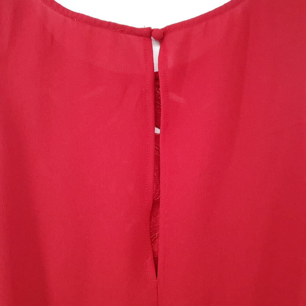 Anthro Pins + Needles Womens L Red Boho Floral Embroidered Laser Cut Tank Blouse - Picture 11 of 12